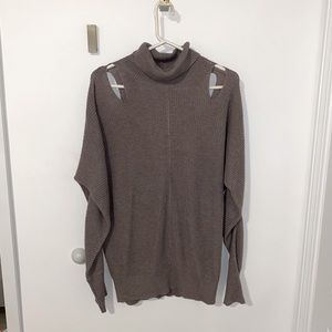 Grayish Brown Sweater With Cutouts
